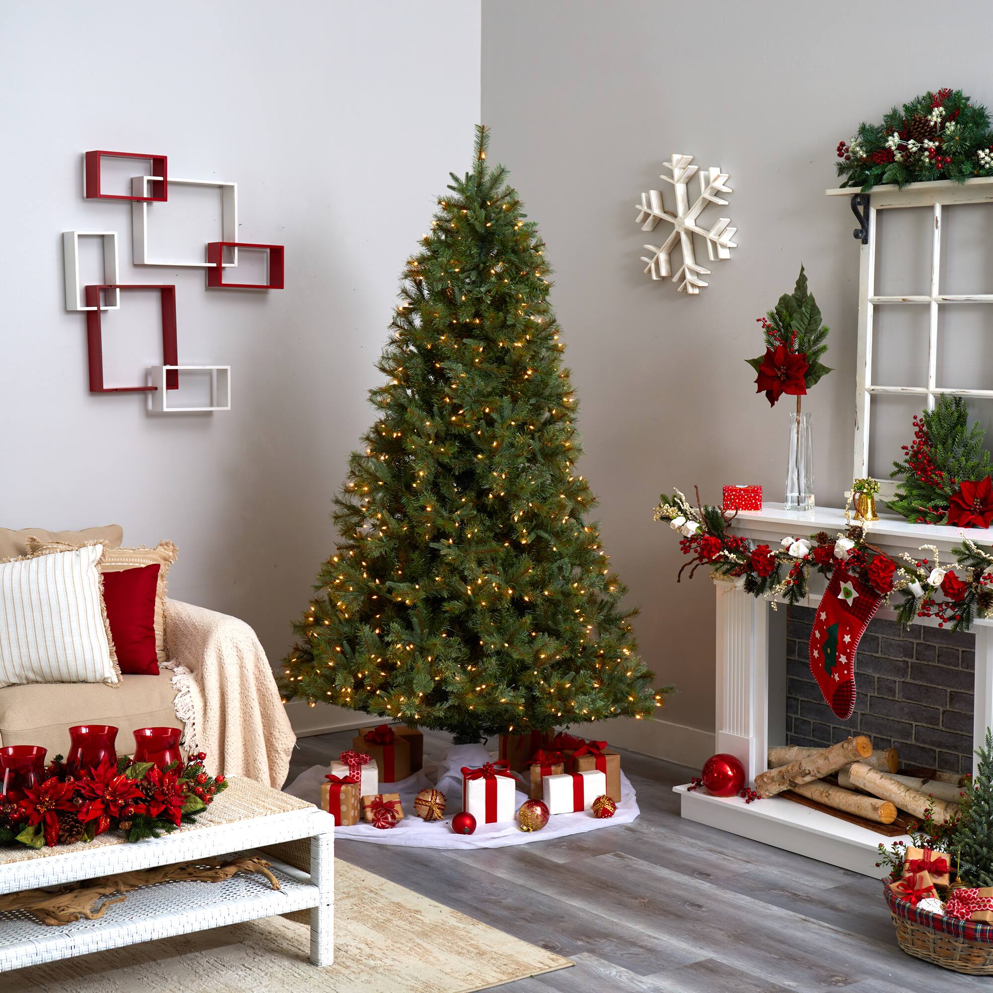 7.5ft. Pre-Lit Majestic Multi-Pine Christmas Tree, Clear Lights